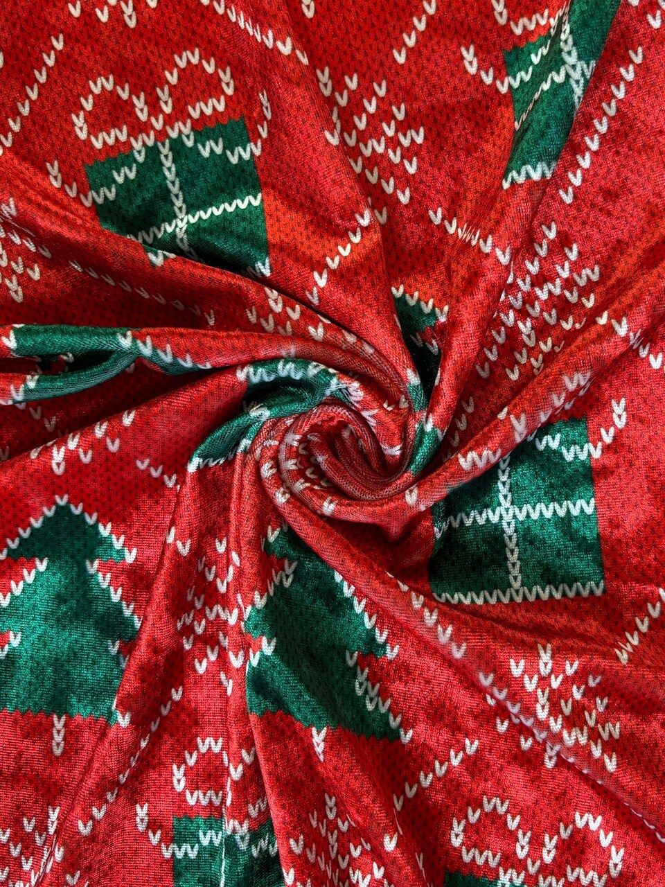 1 Yard Christmas Print Crushed Velvet Fabric 4‑way Stretch Streetwear Costumes Activewear